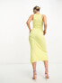 Фото #3 товара The Frolic Maternity midi dress with twist high neck and side slit in yellow