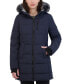 Women's Faux-Fur-Trim Hooded Puffer Coat Синий, XS - фото #1