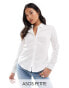 Фото #2 товара ASOS DESIGN Petite long sleeve fitted shirt in white