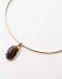 Фото #4 товара ASOS DESIGN Curve torque necklace with real semi precious tigers eye stone pendant in gold tone