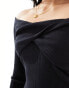 New Look twist front bardot top in black