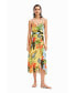 Women's Tropical Wrap Midi Dress