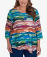 ფოტო #1 პროდუქტის Plus Size Classic Watercolor Biadere Top with Necklace