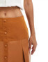 ASOS DESIGN faux leather woven mix pleated mini skirt in tan