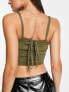 NA-KD mesh singlet with long strap in olive green