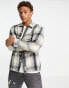 Hollister splice check lightweight flannel shirt in navy/cream