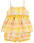 Фото #4 товара Baby 2-Piece Plaid Set with Bubble Shorts 24M