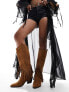 Glamorous knee tassel western boots in chestnut