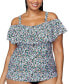 Фото #3 товара Trendy Plus Size Tortuga Ruffled Off-The-Shoulder Tankini Top