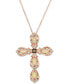 ფოტო #1 პროდუქტის Neopolitan Opal (5/8 ct. t.w.) & Diamond (1/4 ct. t.w.) Cross 18" Pendant Necklace in 14k Rose Gold