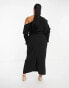 Фото #4 товара ASOS DESIGN Curve slouchy fallen shoulder midi dress in black