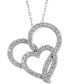 Фото #1 товара Macy's diamond Double Heart Pendant Necklace (1 ct. t.w.) in 10k White Gold, 16" + 2" extender