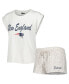 ფოტო #1 პროდუქტის Women's White, Cream New England Patriots Montana Knit T-shirt and Shorts Sleep Set