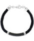 ფოტო #1 პროდუქტის EFFY® Men's Leather Bracelet in Sterling Silver