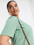 Glamorous Curve short sleeve shift dress in green ditsy