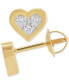 ფოტო #1 პროდუქტის Children's Diamond Accent Heart Stud Earrings in 14k Gold