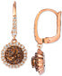 ფოტო #2 პროდუქტის Chocolate Diamond & Nude Diamond Flower Drop Earrings (1-1/4 ct. t.w.) in 14k Rose Gold