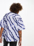 ASOS DESIGN boxy oversized revere linen mix shirt in blue tie dye