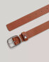 Tommy Jeans Oval Buckle Leather Belt in Brown Red