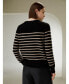 ფოტო #3 პროდუქტის Women's Striped Round Collar Cashmere Sweater for Women