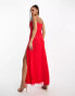 Hope & Ivy cowl neck embellished maxi dress in red