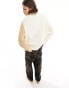 ASOS DESIGN knitted relaxed roll neck jumper in beige and grey splice