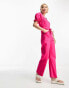 & Other Stories puff sleeve jumpsuit in pink