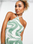 I Saw It First halterneck knitted mini dress in green