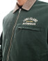 Фото #4 товара Abercrombie & Fitch workwear cropped back print washed twill zip front jacket in dark green