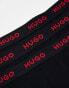 Hugo Bodywear red logo wiastband triplet pack trunk in black