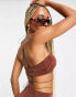 ASOS DESIGN mix and match skinny strap beach crop top in brown