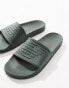 Emporio Armani Bodywear logo beach slides in khaki Зеленый, 40 - фото #4