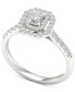 ფოტო #1 პროდუქტის Diamond Emerald-Cut Double Halo Engagement Ring (1/2 ct. t.w.) in 14k White Gold