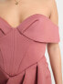 Фото #3 товара ASOS DESIGN Petite off shoulder corset midi wrap skirt dress in rose