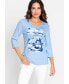 Фото #1 товара Women's 100% Cotton 3/4 Sleeve Placement Print T-Shirt