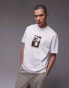 Topman oversized fit t-shirt with front and back plastic flowers in white