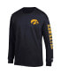 Фото #2 товара Men's Black Iowa Hawkeyes Team Stack Long Sleeve T-shirt