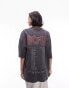 Topshop graphic license ACDC nibbled oversized tee in charcoal