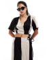 Фото #1 товара Pretty Lavish contrast wrap crop top co-ord in monochrome