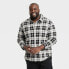 Фото #1 товара Men's Big & Tall Knit Shirt Jacket - Goodfellow & Co Cream Plaid MT