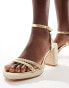 Фото #4 товара Glamorous Wide Fit braided espdrille heeled sandals in gold