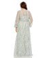 ფოტო #4 პროდუქტის Plus Size V Neck Puff Sleeve Embroidered A Line Gown