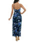 ფოტო #2 პროდუქტის Women's Mesh Floral Cowlneck Split Midi Dress
