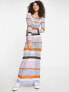 Фото #1 товара NA-KD crochet knitted maxi dress in stripe print