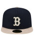 Фото #4 товара Men's Navy Boston Red Sox Canvas A-Frame 59FIFTY Fitted Hat