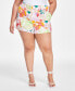Фото #3 товара Trendy Plus Size Printed Linen Shorts, Created for Macy's