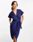 Фото #12 товара Closet London wrap tie midi dress in navy