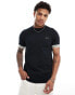 Fred Perry t-shirt in black with contrast cuff