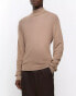 River Island slim roll neck jumper in stone