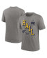 Фото #1 товара Men's Heather Gray Michigan Wolverines Blitz Roll Call Tri-Blend T-Shirt